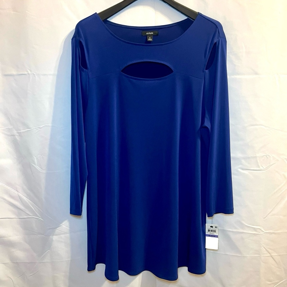 Alfani NWT, Royal Blue Long Sleeve Tunic Womens Size XL